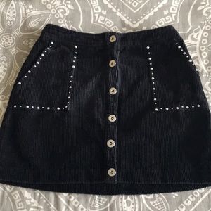 Corduroy Black and Jeweled Skirt